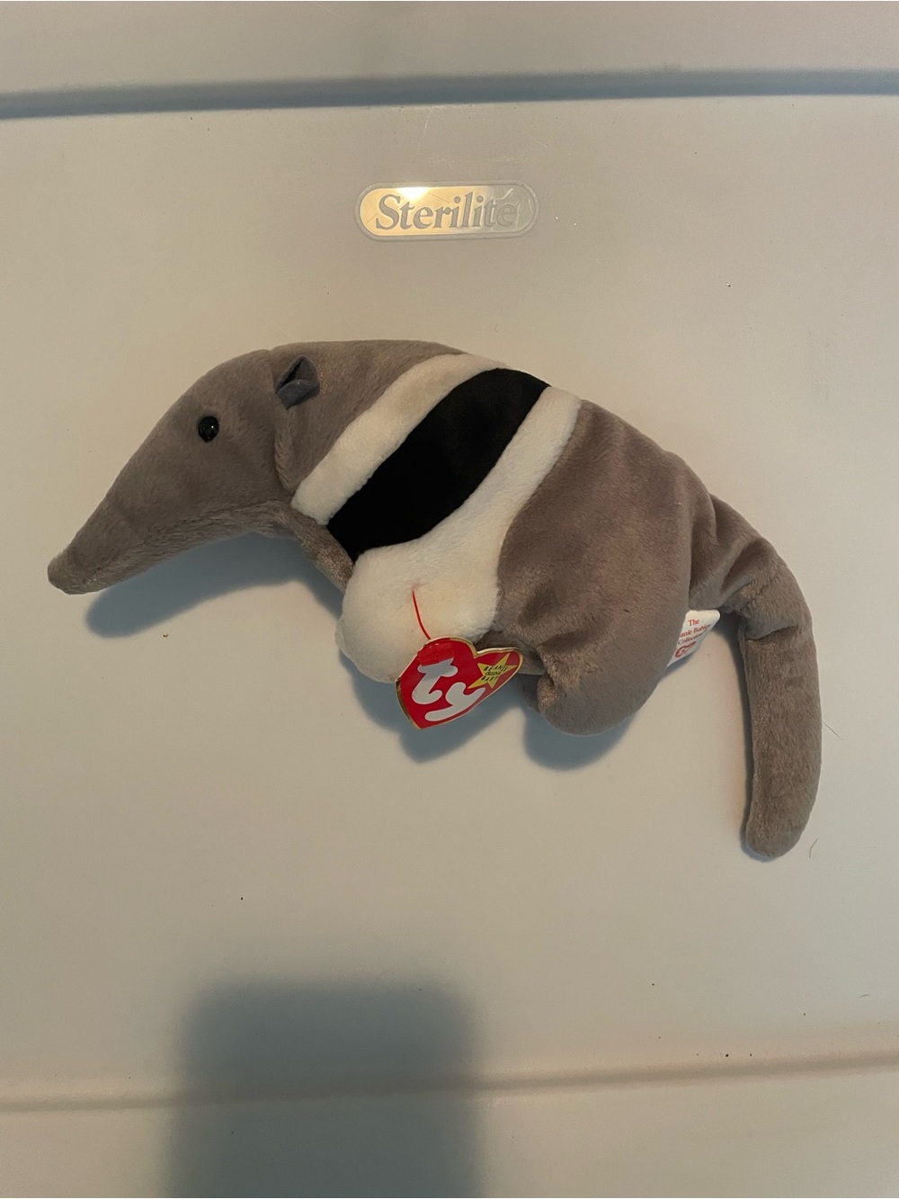 1997 Ty ants Gray, White & Black Plush Anteater Beanie Baby